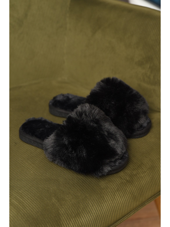 Тапочки домашние женские меховые черного цвета р-2 209338C