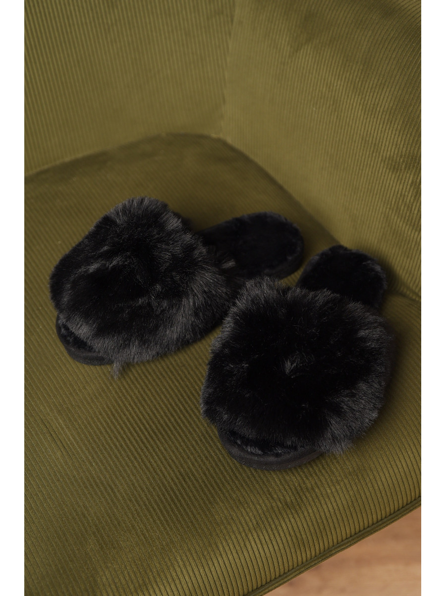 Тапочки домашние женские меховые черного цвета р-2 209338C
