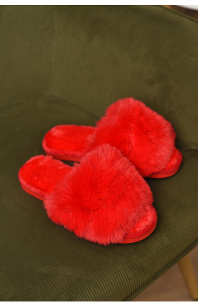 Тапочки домашние женские меховые красного цвета р-2 209339C