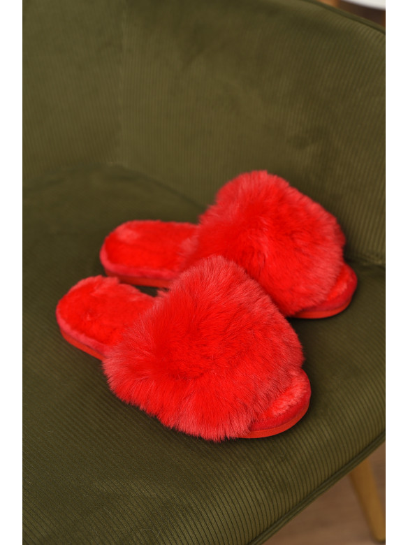 Тапочки домашние женские меховые красного цвета р-2 209339C