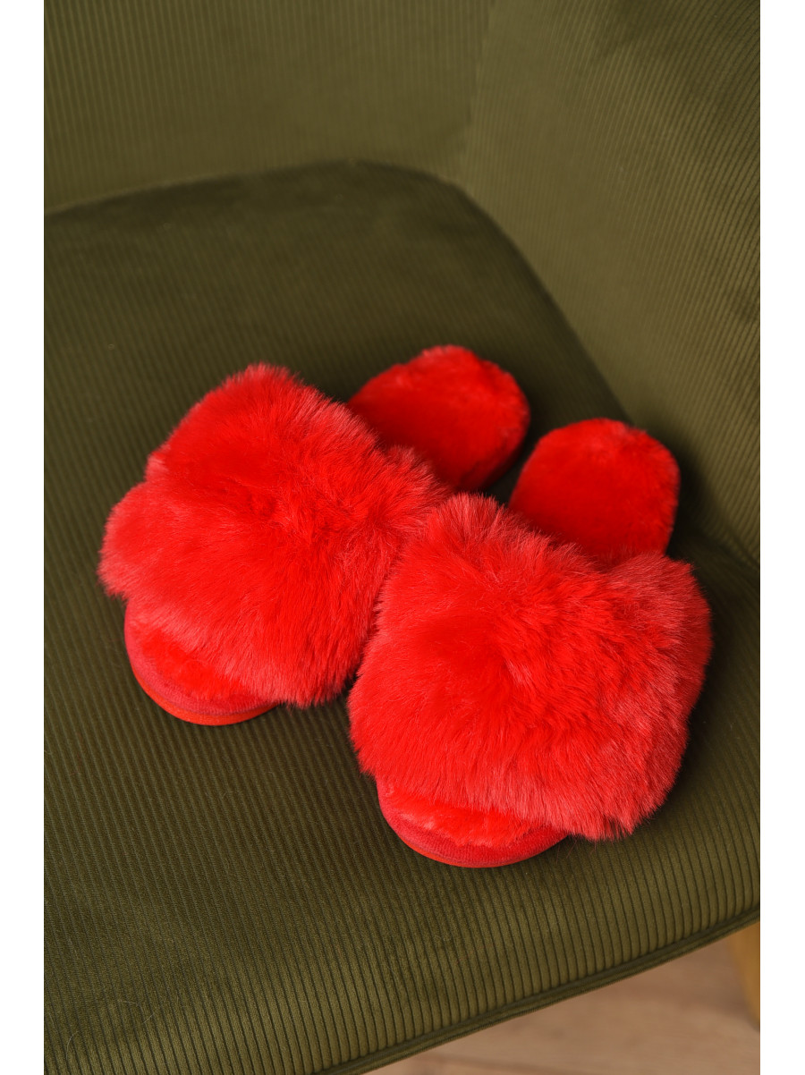 Тапочки домашние женские меховые красного цвета р-2 209339C