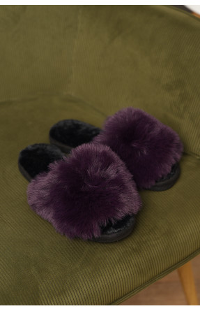 Тапочки домашние женские меховые темно-фиолетового цвета р-2 209340C