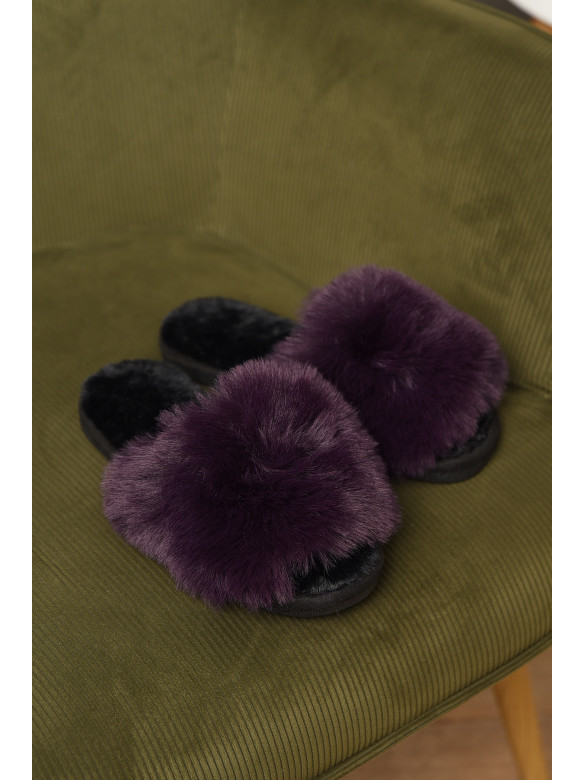 Тапочки домашние женские меховые темно-фиолетового цвета р-2 209340C