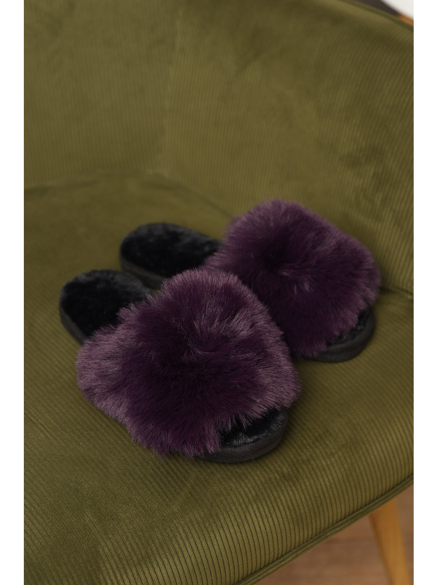Тапочки домашние женские меховые темно-фиолетового цвета р-2 209340C