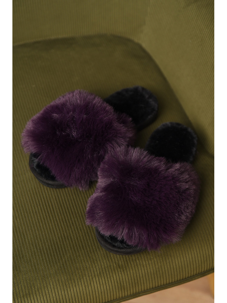 Тапочки домашние женские меховые темно-фиолетового цвета р-2 209340C