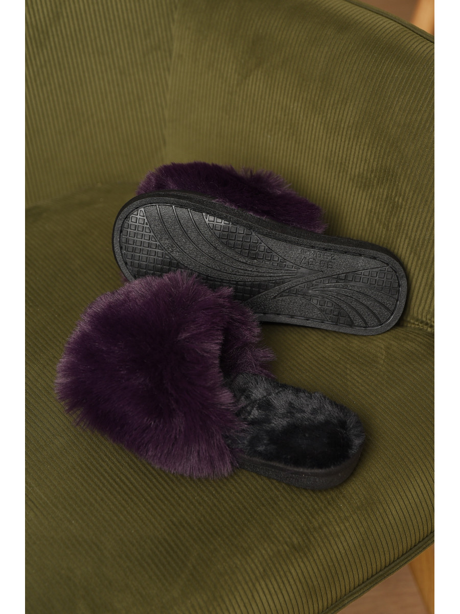 Тапочки домашние женские меховые темно-фиолетового цвета р-2 209340C