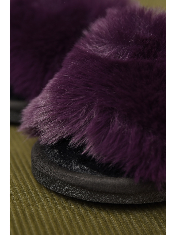 Тапочки домашние женские меховые темно-фиолетового цвета р-2 209340C