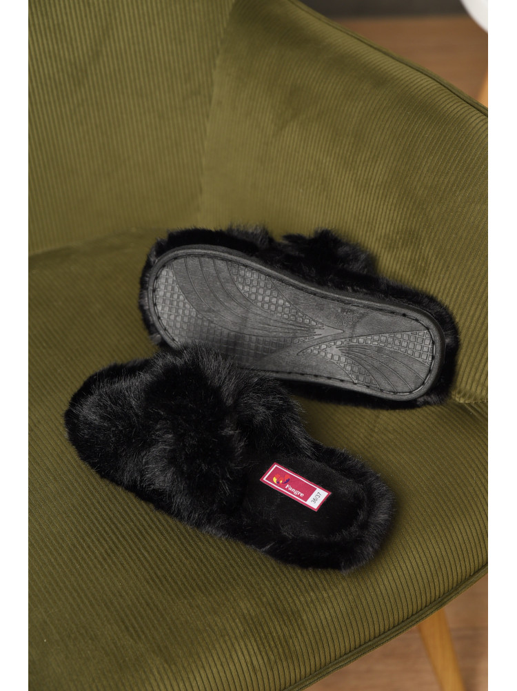 Тапочки домашние женские меховые черного цвета А8136 209341C