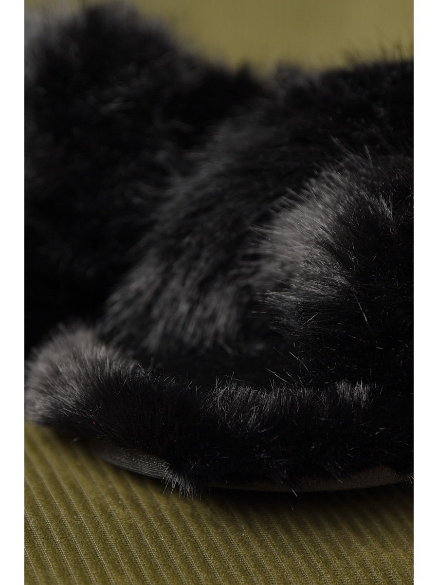 Тапочки домашние женские меховые черного цвета А8136 209341C