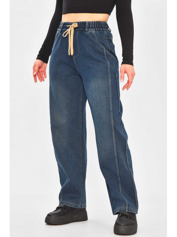 Джинси жіночі однотонні синього кольору А4211-1 209344C