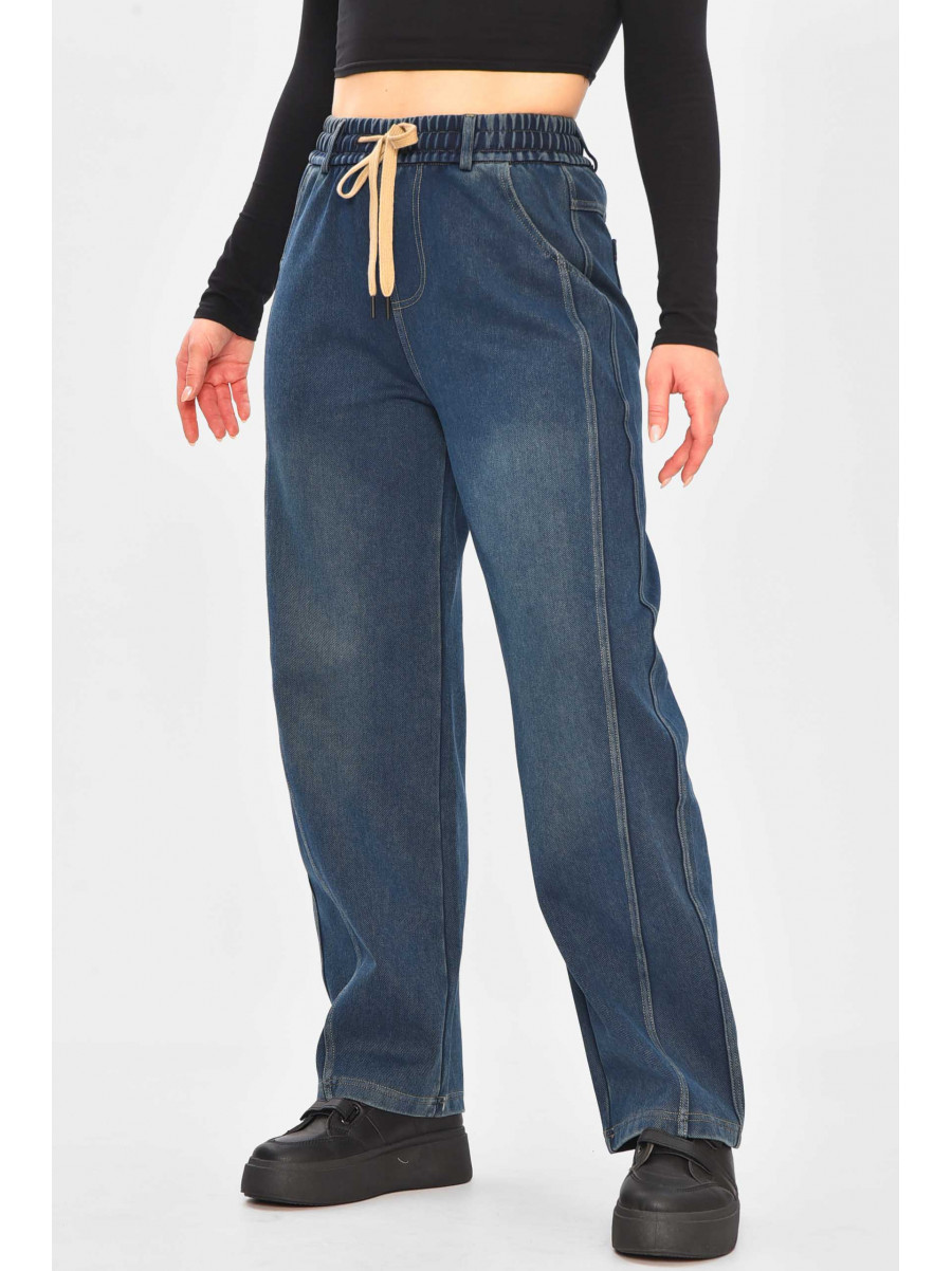 Джинси жіночі однотонні синього кольору А4211-1 209344C