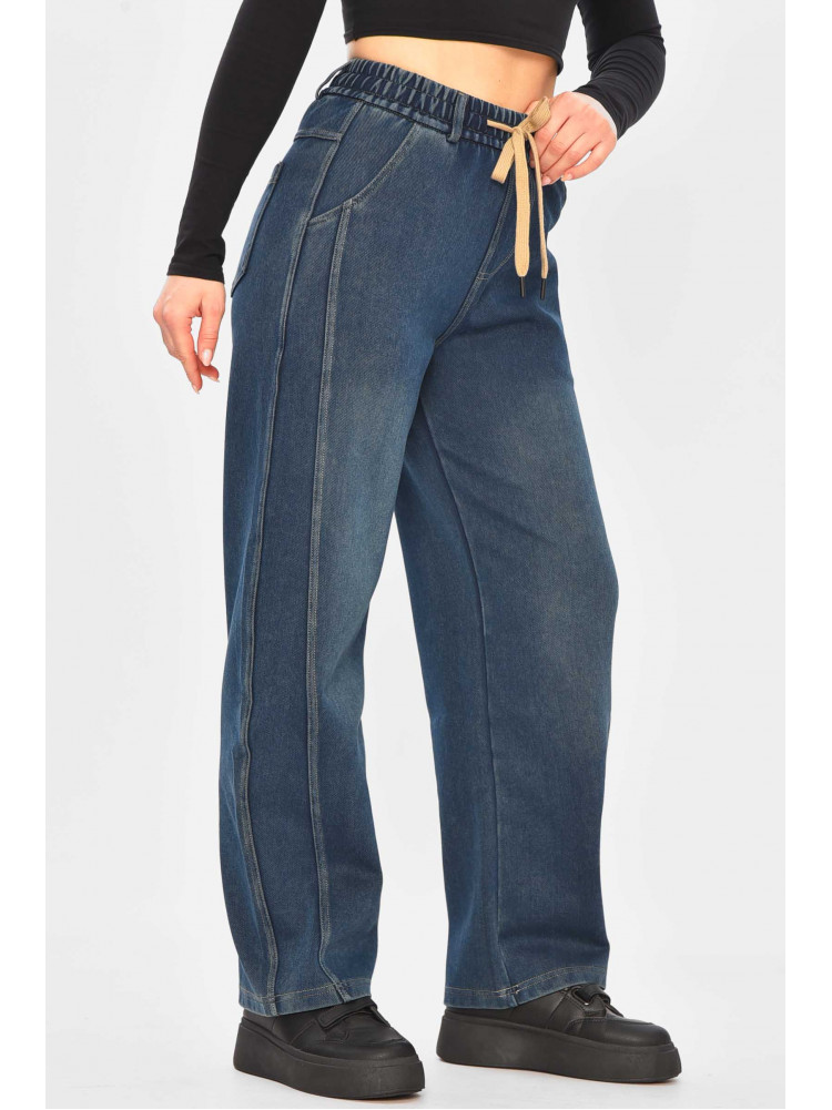 Джинси жіночі однотонні синього кольору А4211-1 209344C