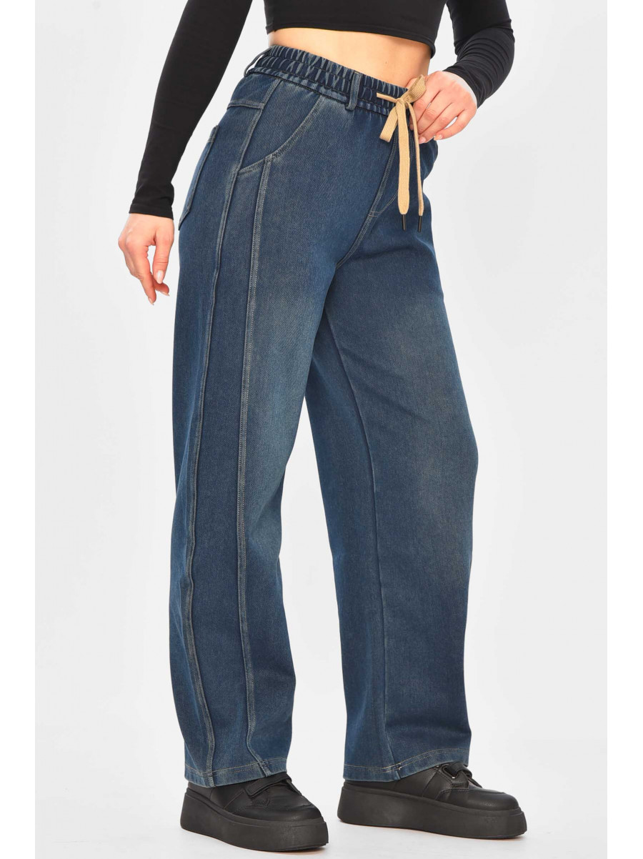 Джинси жіночі однотонні синього кольору А4211-1 209344C