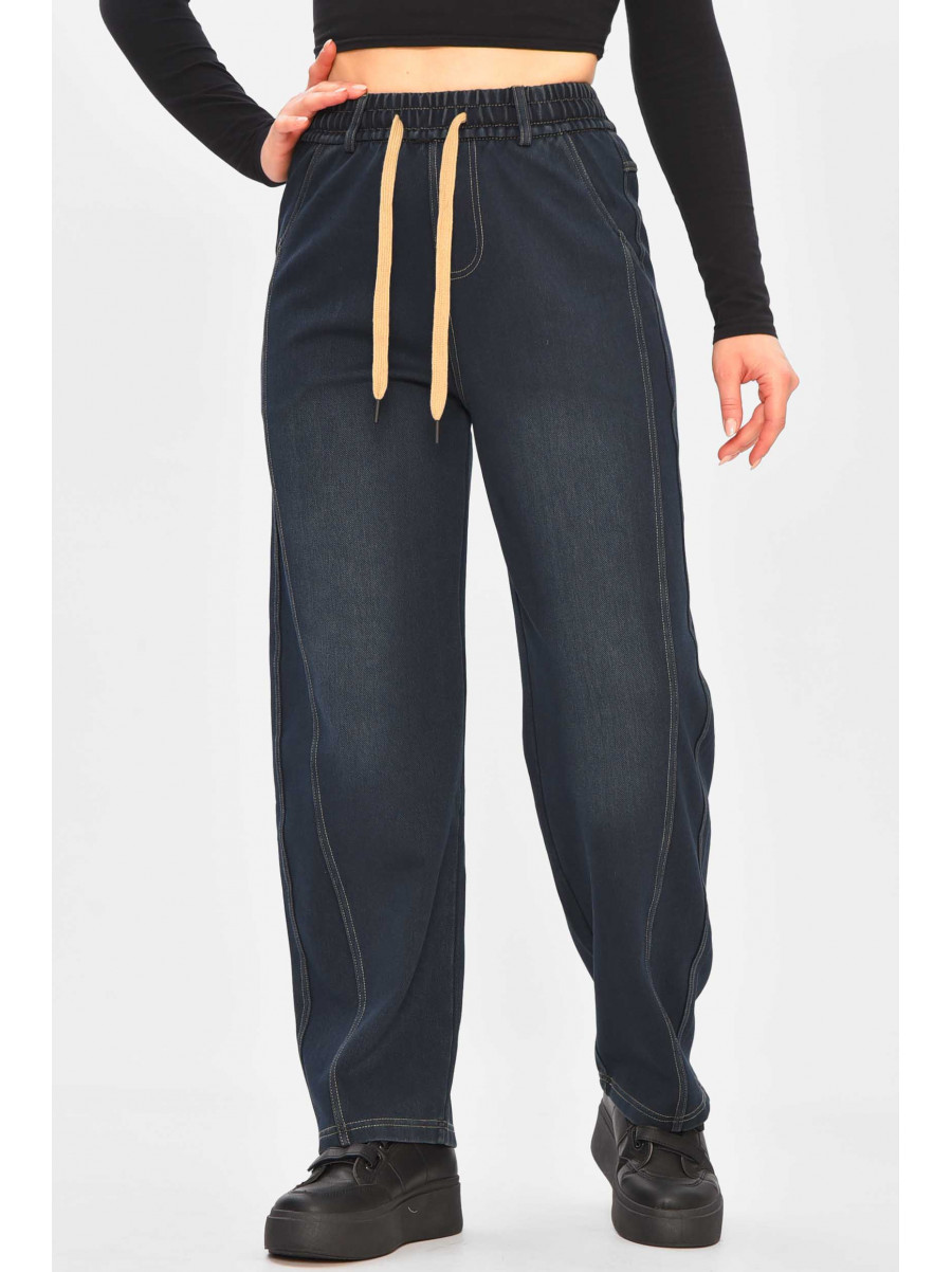 Джинси жіночі однотонні темно-синього кольору А4211-1 209345C