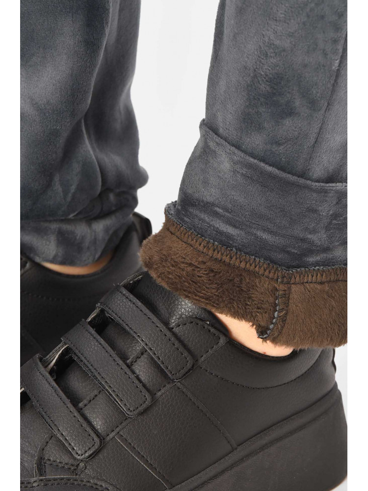 Спортивные штаны женские на искусственном меху тёмно-серого цвета А502 209346C