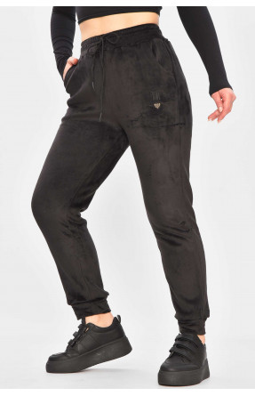 Спортивные штаны женские на искусственном меху черного цвета А502 209347C