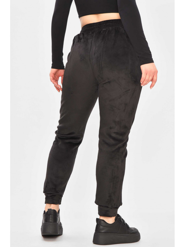 Спортивные штаны женские на искусственном меху черного цвета А502 209347C