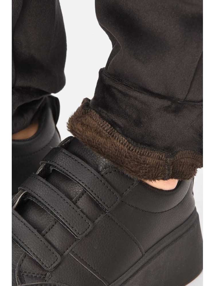 Спортивные штаны женские на искусственном меху черного цвета А502 209347C