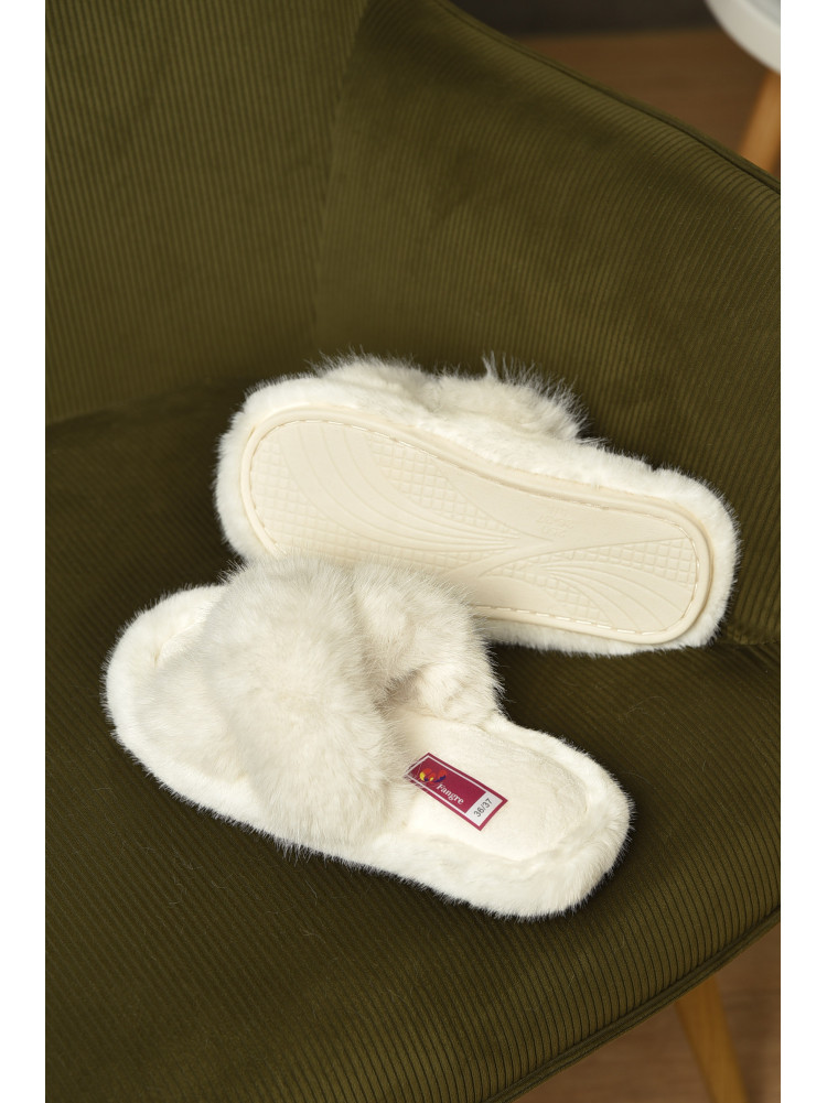Тапочки домашние женские меховые белого цвета А8136 209353C