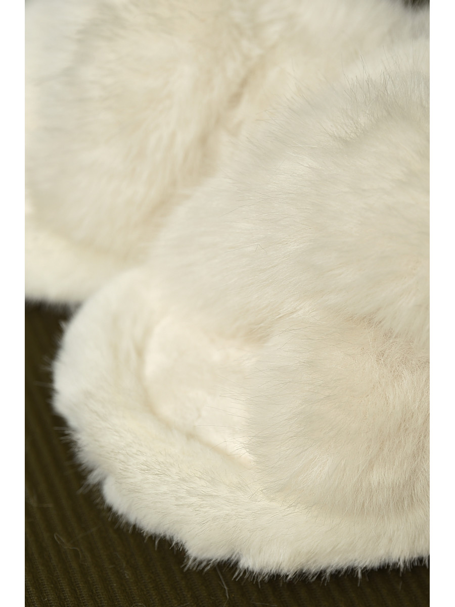 Тапочки домашние женские меховые белого цвета А8136 209353C