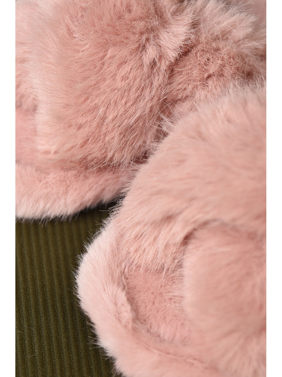 Тапочки домашние женские меховые пудрового цвета А8136 209354C