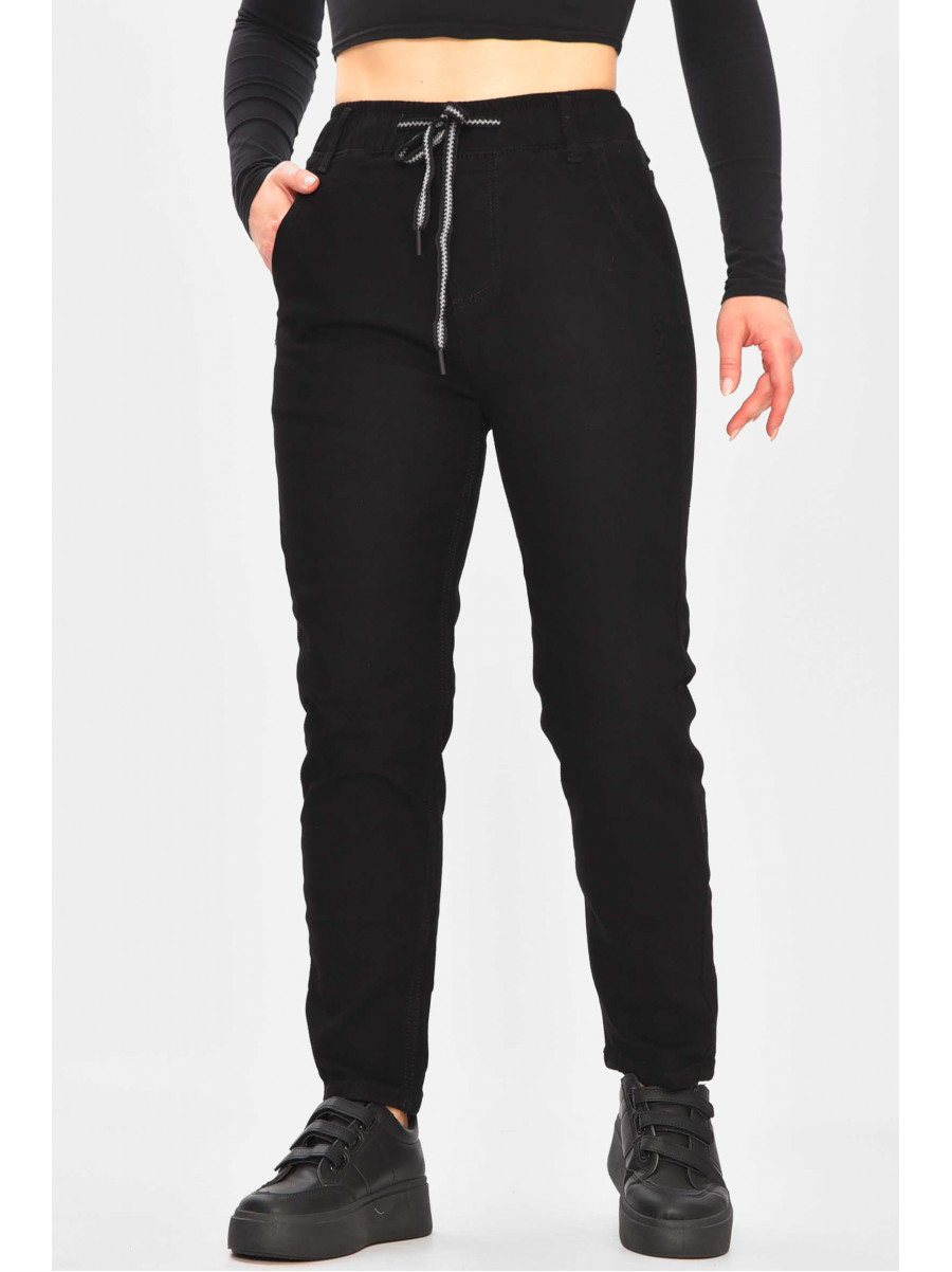 Джинси жіночі на флісі чорного кольору 850-5 209357C