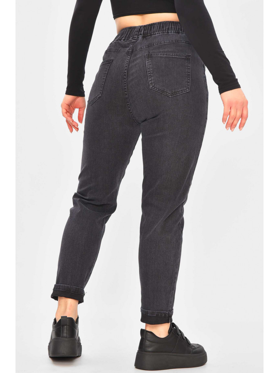 Джинси жіночі на флісі темно-сірого кольору 850-5 209358C