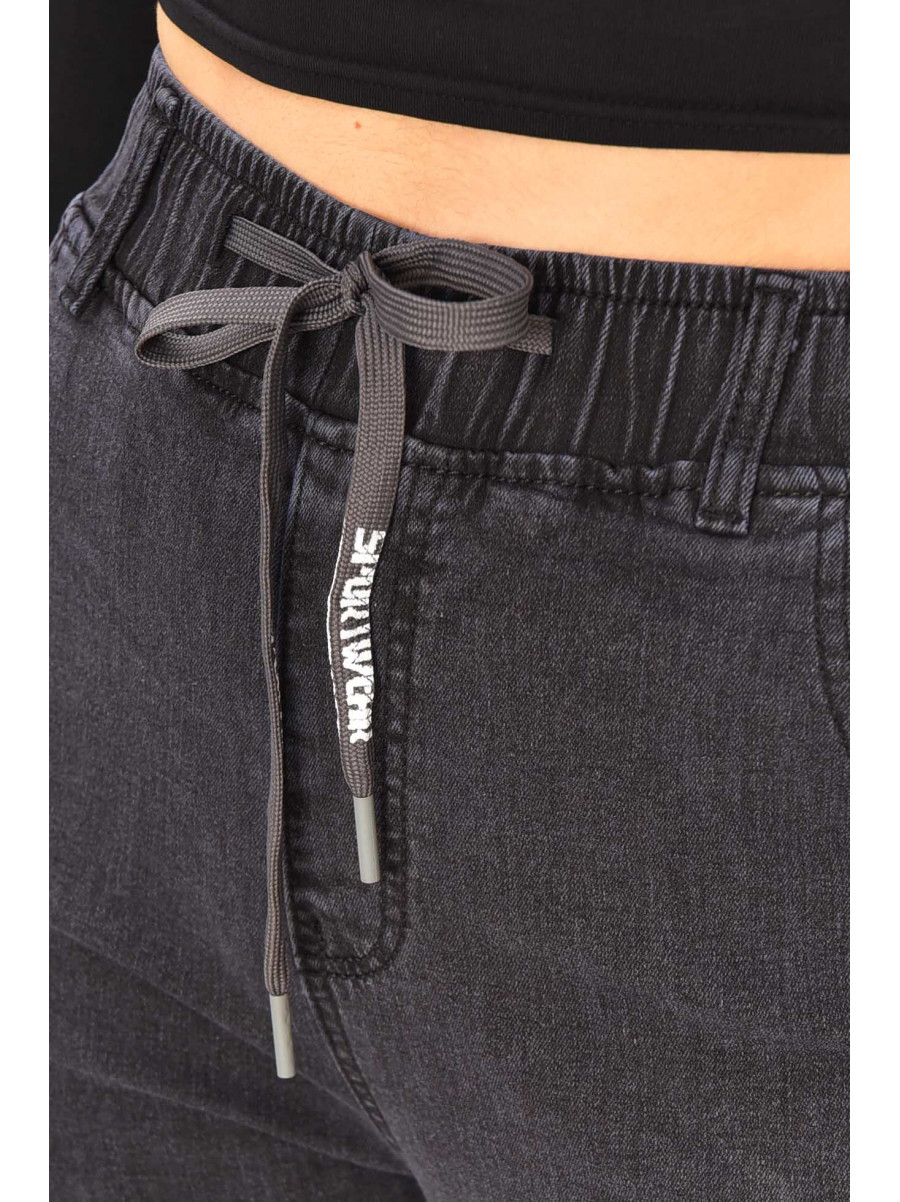 Джинси жіночі на флісі темно-сірого кольору 850-5 209358C