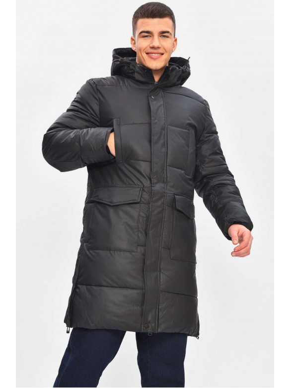 Куртка мужская еврозима полубатальная черного цвета H76-30 209361C