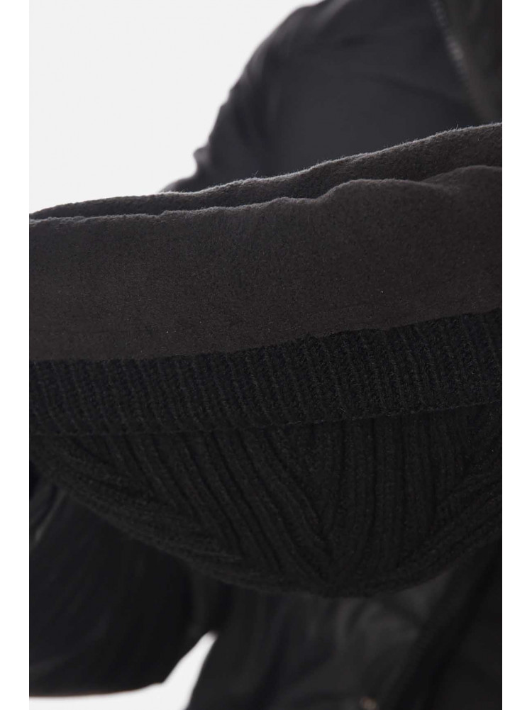 Шапка чоловіча з підворотом на флісі чорного кольору 209363C