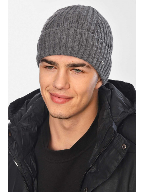Шапка чоловіча на флісі сірого кольору 209365C