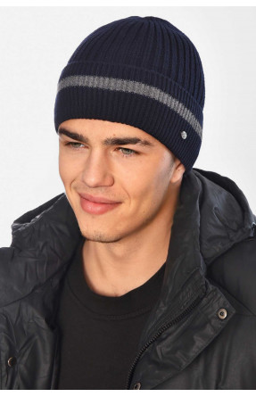 Шапка чоловіча на флісі темно-синього кольору 209366C