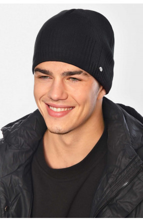Шапка чоловіча на флісі чорного кольору 209367C