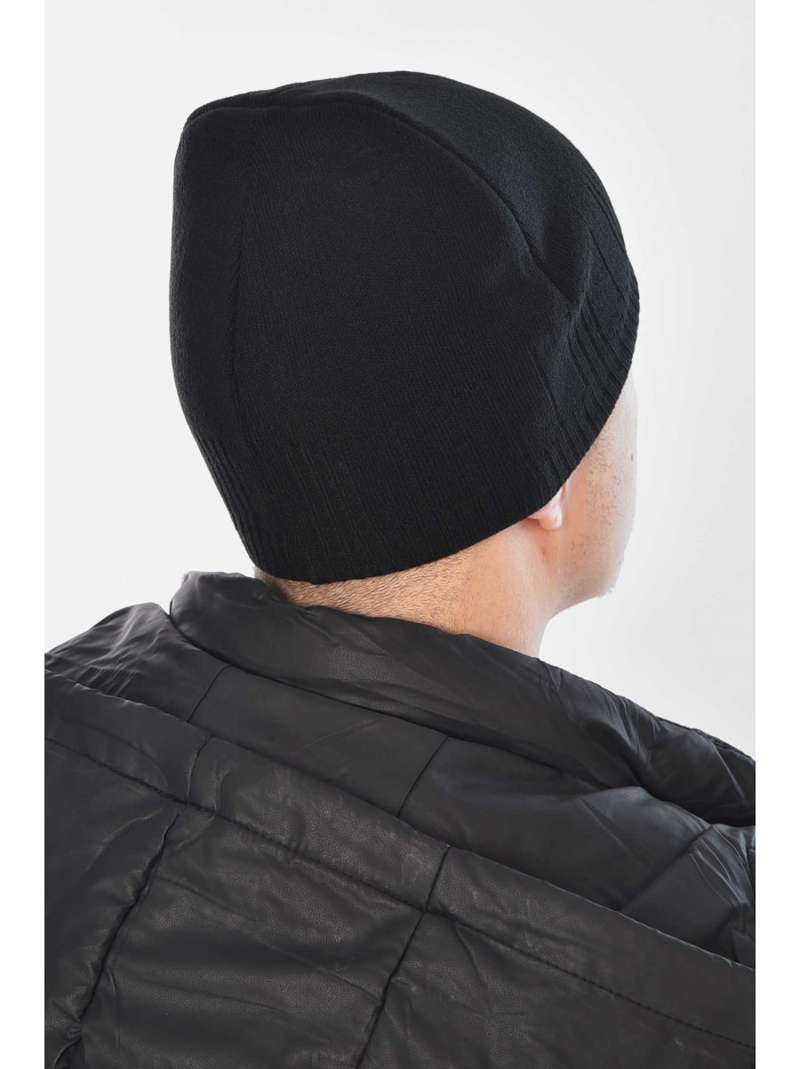 Шапка чоловіча на флісі чорного кольору 209367C