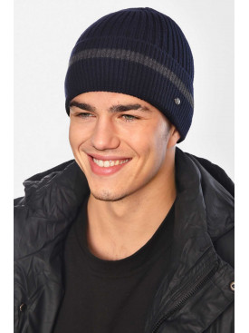 Шапка чоловіча на флісі темно-синього кольору 209371C
