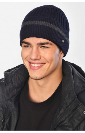 Шапка чоловіча на флісі темно-синього кольору 209371C