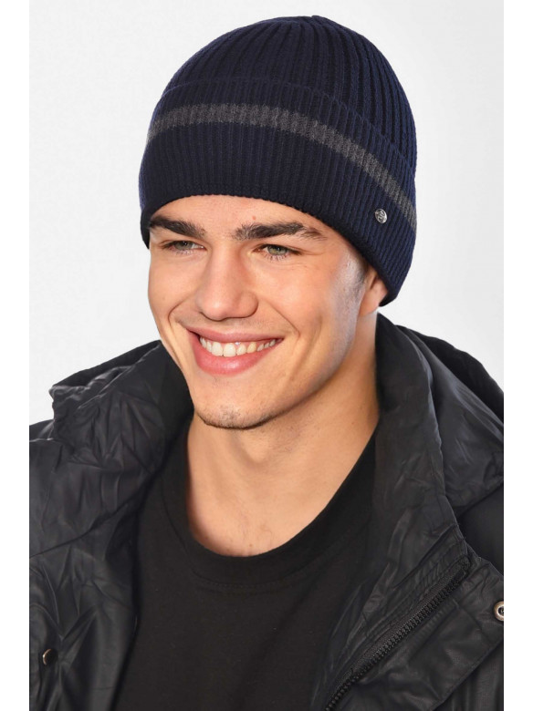 Шапка чоловіча на флісі темно-синього кольору 209371C