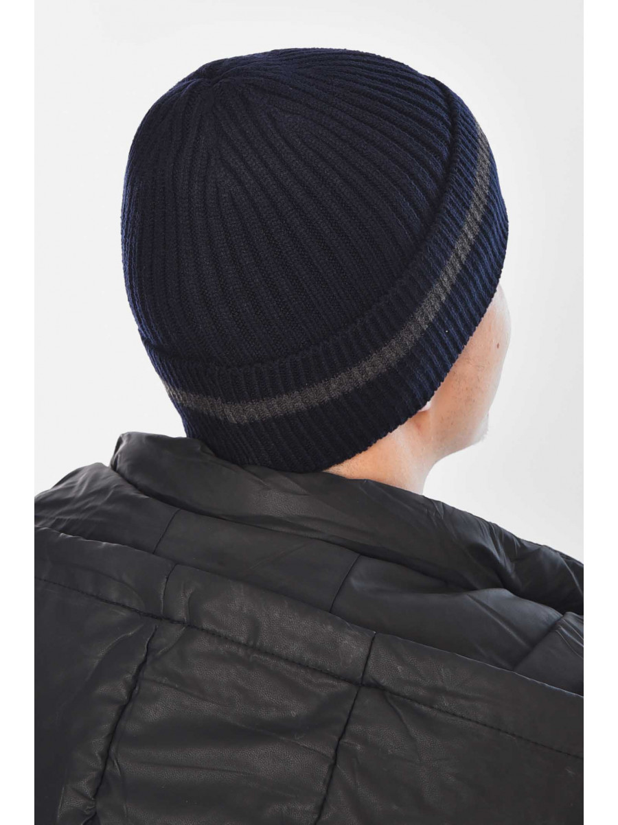 Шапка чоловіча на флісі темно-синього кольору 209371C
