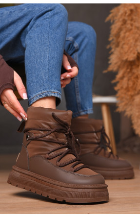 Дутики жіночі на хутрі коричневого кольору VAM355-1E 209372C