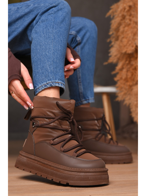 Дутики жіночі на хутрі коричневого кольору VAM355-1E 209372C