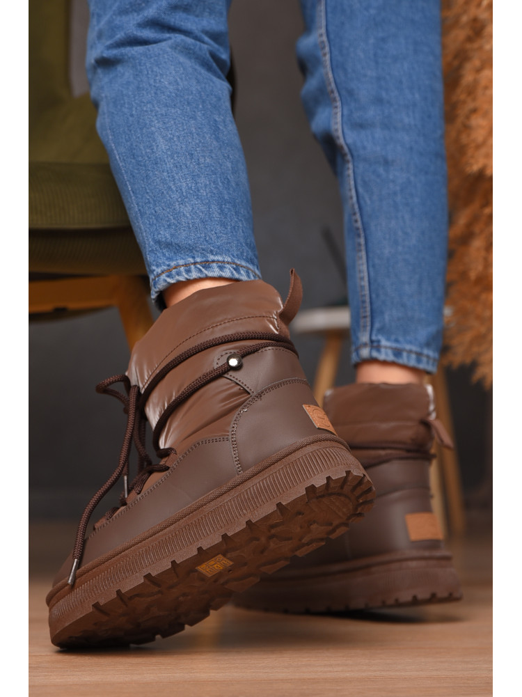 Дутики жіночі на хутрі коричневого кольору VAM355-1E 209372C