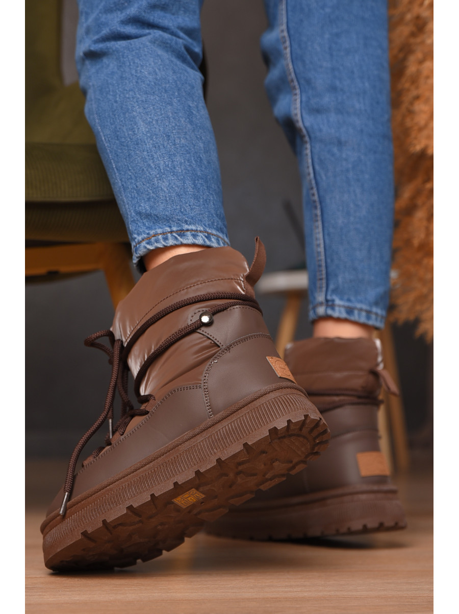 Дутики жіночі на хутрі коричневого кольору VAM355-1E 209372C