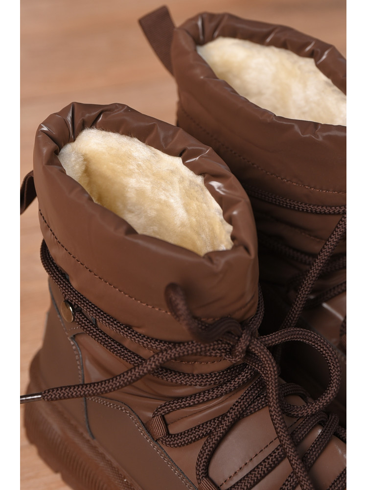 Дутики жіночі на хутрі коричневого кольору VAM355-1E 209372C