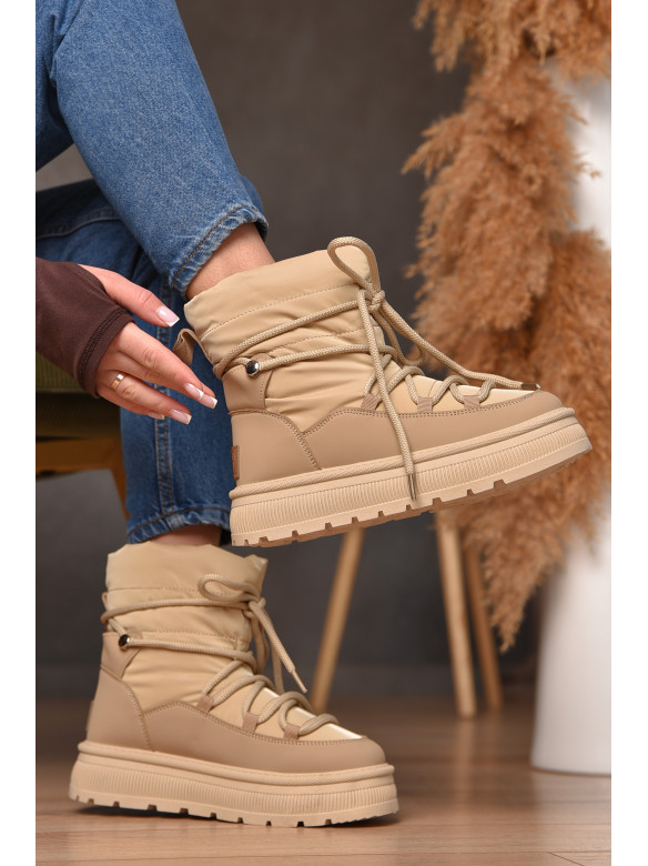 Дутики жіночі на хутрі бежевого кольору VAM355-1G 209373C