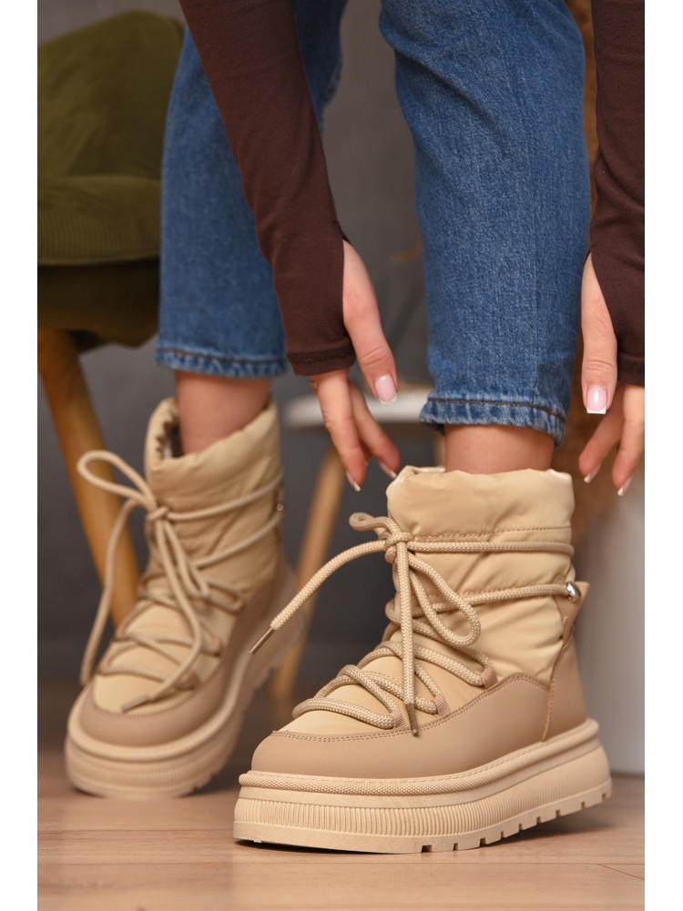 Дутики жіночі на хутрі бежевого кольору VAM355-1G 209373C