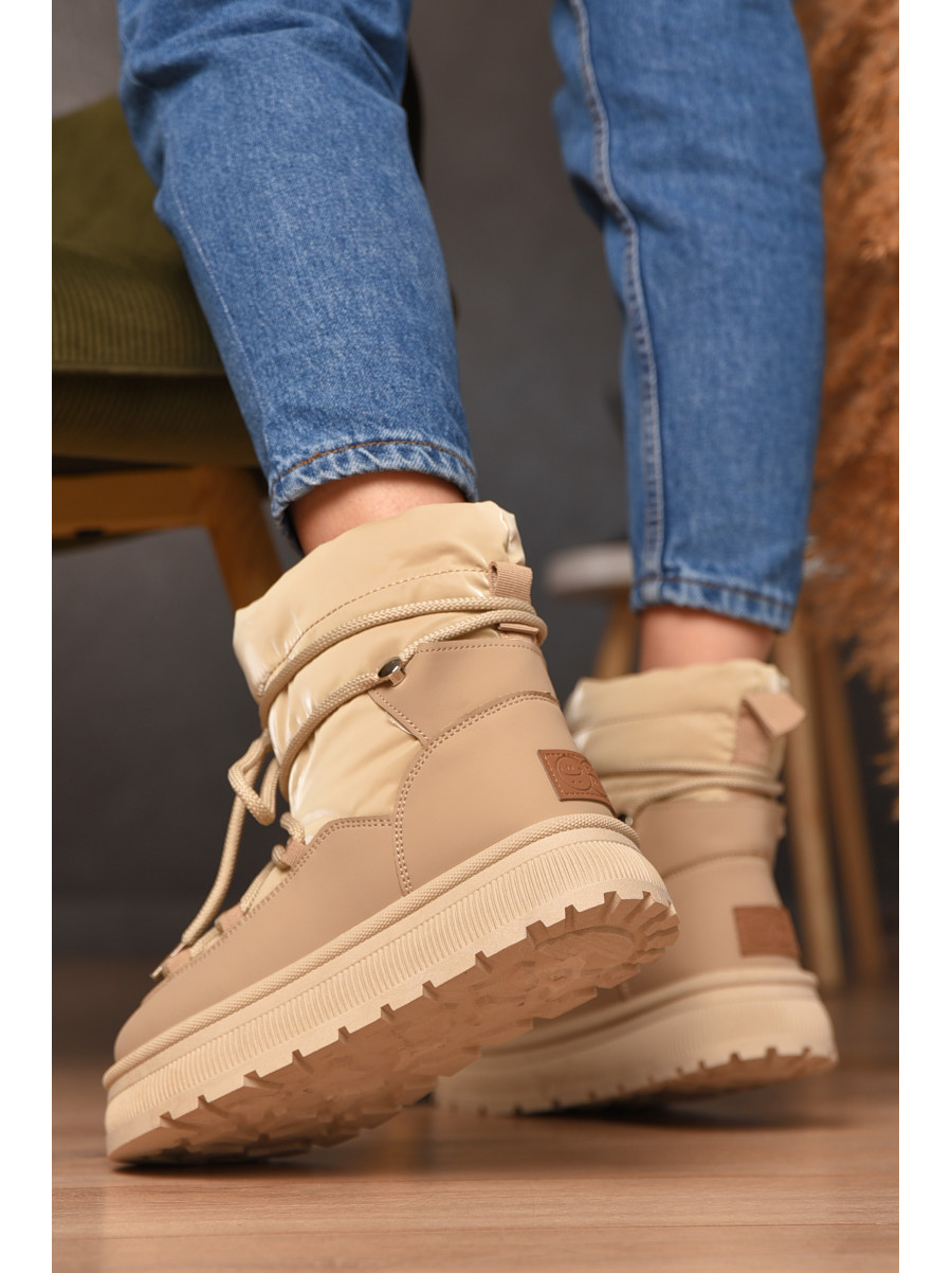 Дутики жіночі на хутрі бежевого кольору VAM355-1G 209373C