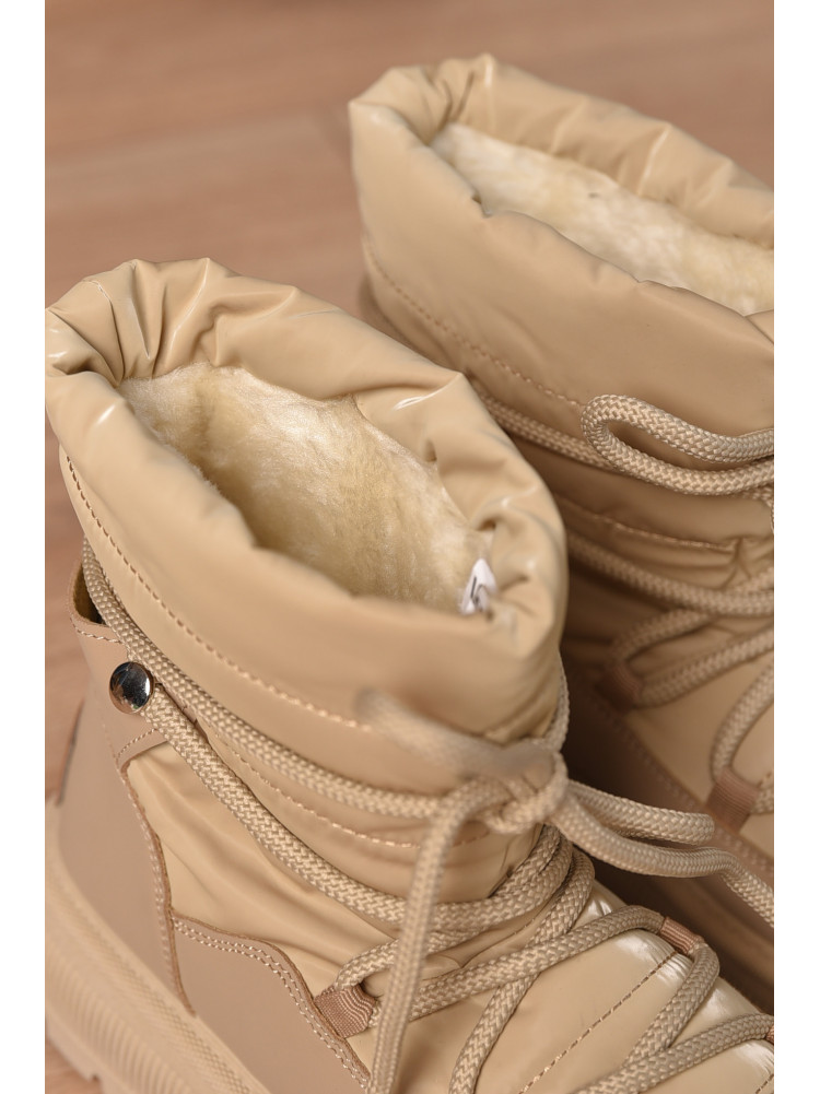 Дутики жіночі на хутрі бежевого кольору VAM355-1G 209373C