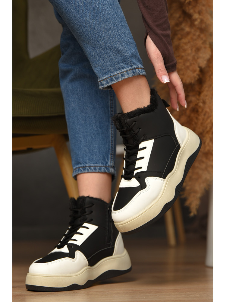 Кросівки зимові жіночі біло-чорного кольору К960-1 209375C