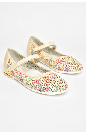 Балетки детские для девочки бежевого цвета 129-8 209379C