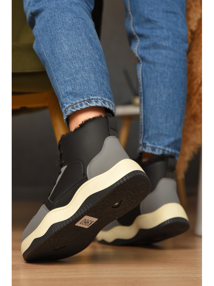 Кросівки зимові жіночі чорно-сірого кольору К960 209382C